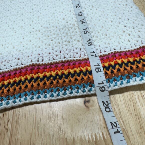 Marine Layer NWT Caro Cropped Crochet Tank Size L Square Neck Colorful Trim - Picture 10 of 10